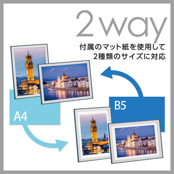 A4サイズとB5サイズの写真に使える2WAY仕様