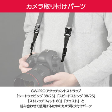 同シリーズのストラップ部分と組み合わせて使うカメラ取り付けパーツ