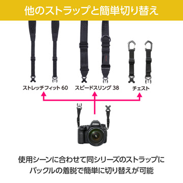 他のストラップと簡単切り替え