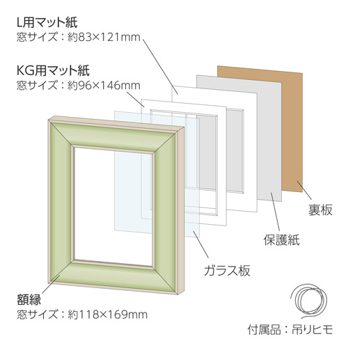 ハクバ フォトフレーム Etoffe (エトフ) L／KG／ハガキ／2Lサイズ グリーン