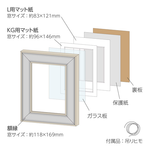 ハクバ フォトフレーム Etoffe (エトフ) L／KG／ハガキ／2Lサイズ グレー