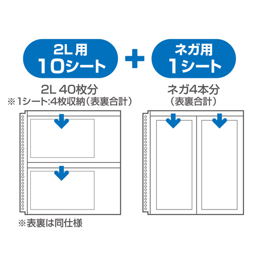 ハクバ アルバム フォトシステムファイル 替台紙 2L（2Lサイズ40枚収納 10シート入） ホワイト