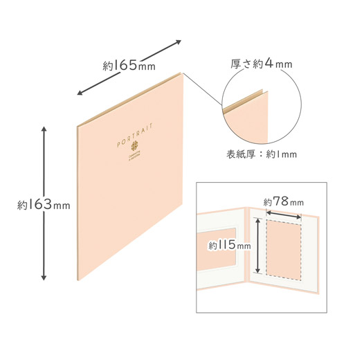 ハクバ ペーパースクウェア台紙 No.1770 Lサイズ 2面（角×2枚）ピンク