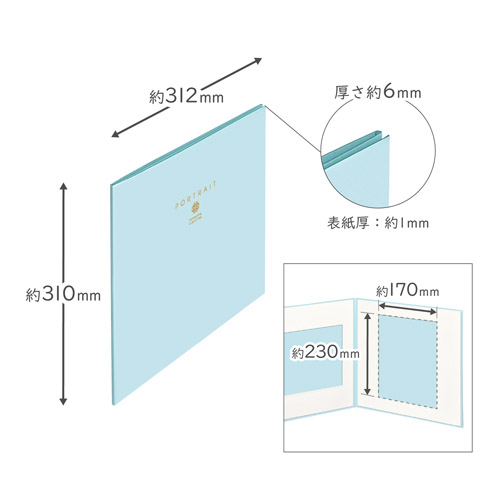 ハクバ ペーパースクウェア台紙 No.1770 6切サイズ 3面（角×3枚）ブルー