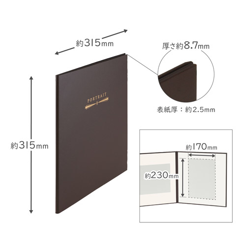 ハクバ スクウェア台紙 No.2020 6切サイズ 3面 ブラウン