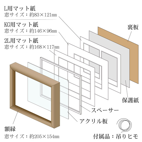 ハクバ フォトフレーム Arco(アルコ)L×2/KG/2L