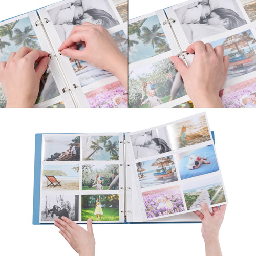 写真収納アルバム ハクバ レポートアルバム L Lサイズ120枚収納（10シート入）ブルー