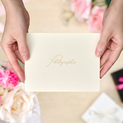 ハクバ フォトメッセージカード ランス グラース Lサイズ 2面 ヨコ クリーム