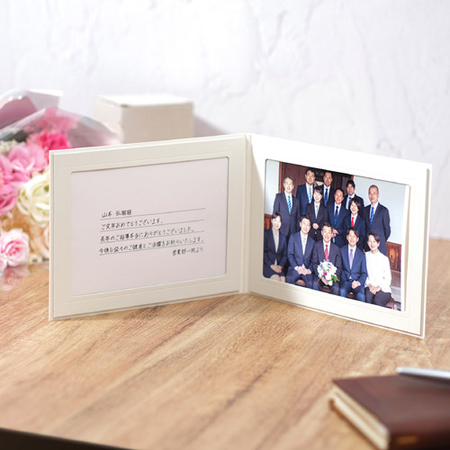 ハクバ フォトメッセージカード ランス グラース Lサイズ 2面 ヨコ クリーム