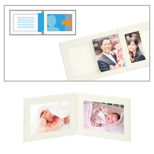 ハクバ フォトメッセージカード ランス グラース Lサイズ 2面 ヨコ ホワイト