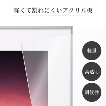 前面板に軽くて割れにくい高透明アクリル板を採用