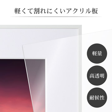 前面板に軽くて割れにくい高透明アクリル板を採用