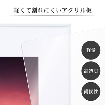 前面板に軽くて割れにくい高透明アクリル板を採用