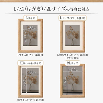 Lサイズ、KG（ハガキ）サイズ、2Lサイズの写真に対応