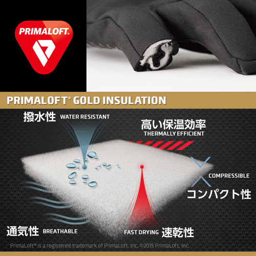グースダウンに匹敵する高性能断熱素材「PrimaLoft(R)」